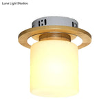 Frosted Glass Geometric Flush Mount Light - Nordic Style Ceiling Fixture For Corridor In White