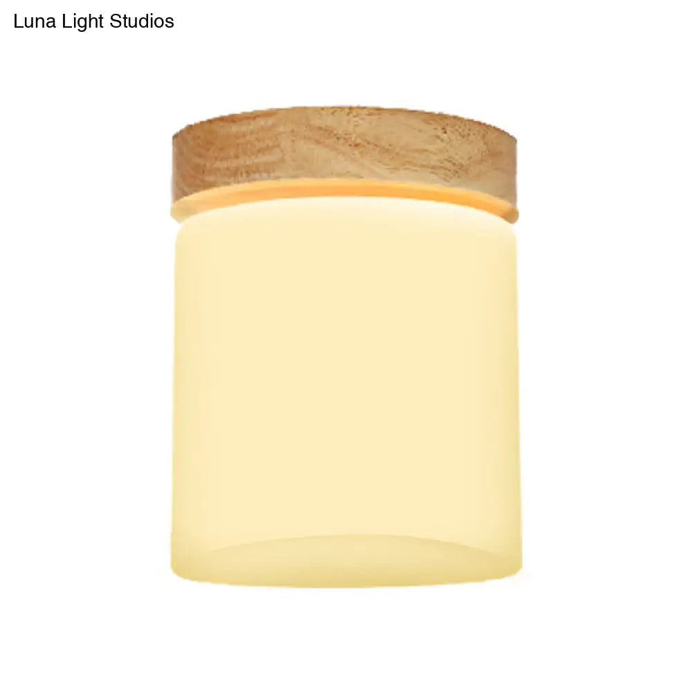 Frosted Glass Geometric Flush Mount Light - Nordic Style Ceiling Fixture For Corridor In White