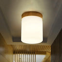 Frosted Glass Geometric Flush Mount Light - Nordic Style Ceiling Fixture For Corridor In White / A