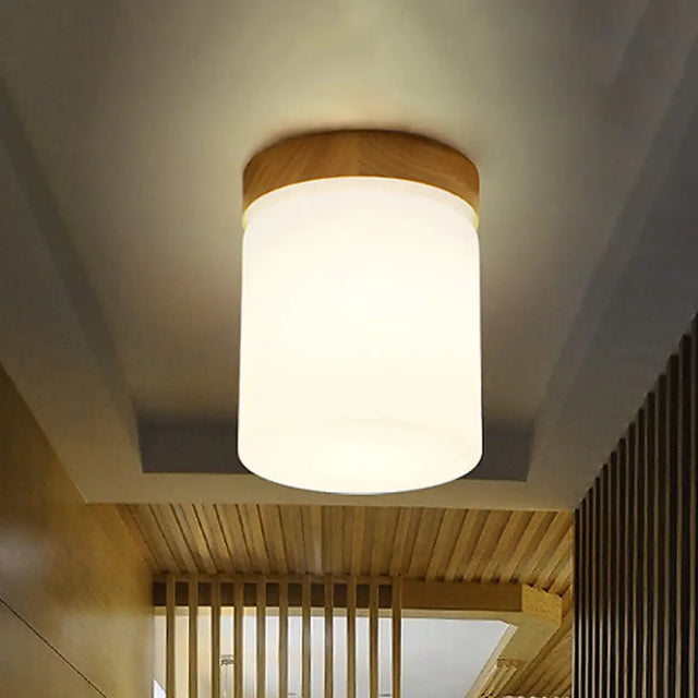 Frosted Glass Geometric Flush Mount Light - Nordic Style Ceiling Fixture For Corridor In White / A