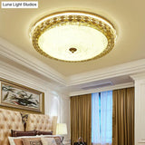 Frosted Glass Hollowed Flush Lamp With Golden Led Ceiling Light Fixture