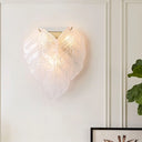 Frosted Glass Leaf-Shaped Wall Sconce Light With 3 Bulbs - Modern White Hallway Fixture