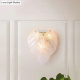 Frosted Glass Leaf-Shaped Wall Sconce Light With 3 Bulbs - Modern White Hallway Fixture