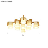 Frosted Glass Modern Wood Flush Mount Ceiling Light For Conic Living Room Ambiance