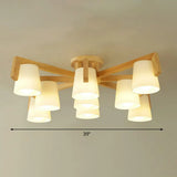 Frosted Glass Modern Wood Flush Mount Ceiling Light For Conic Living Room Ambiance 9 /