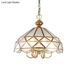 Frosted Glass Pendant Chandelier - Colonial 5-Bulb Hanging Light In Gold For Dining Room