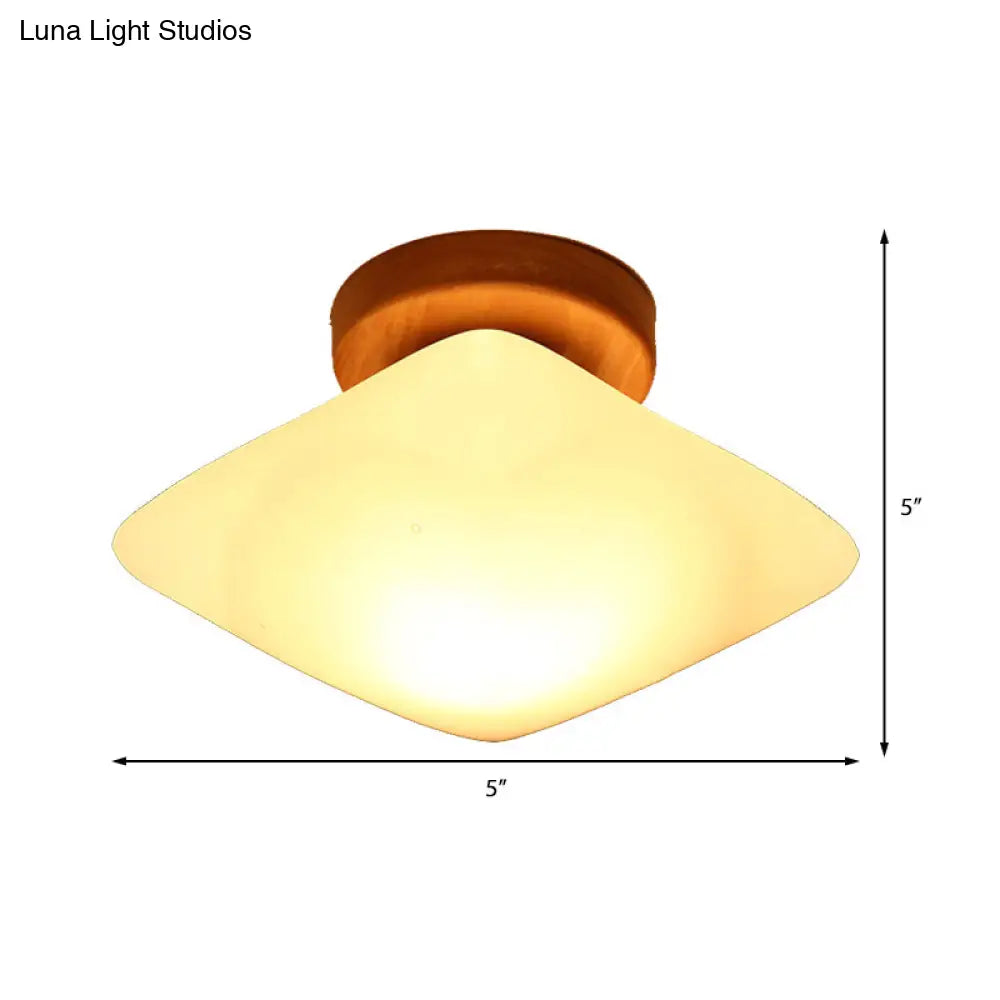 Frosted Glass Semi-Circle/Square Flush Ceiling Light - Modern 1-Light Mount For Corridor