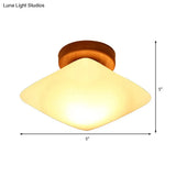 Frosted Glass Semi-Circle/Square Flush Ceiling Light - Modern 1-Light Mount For Corridor