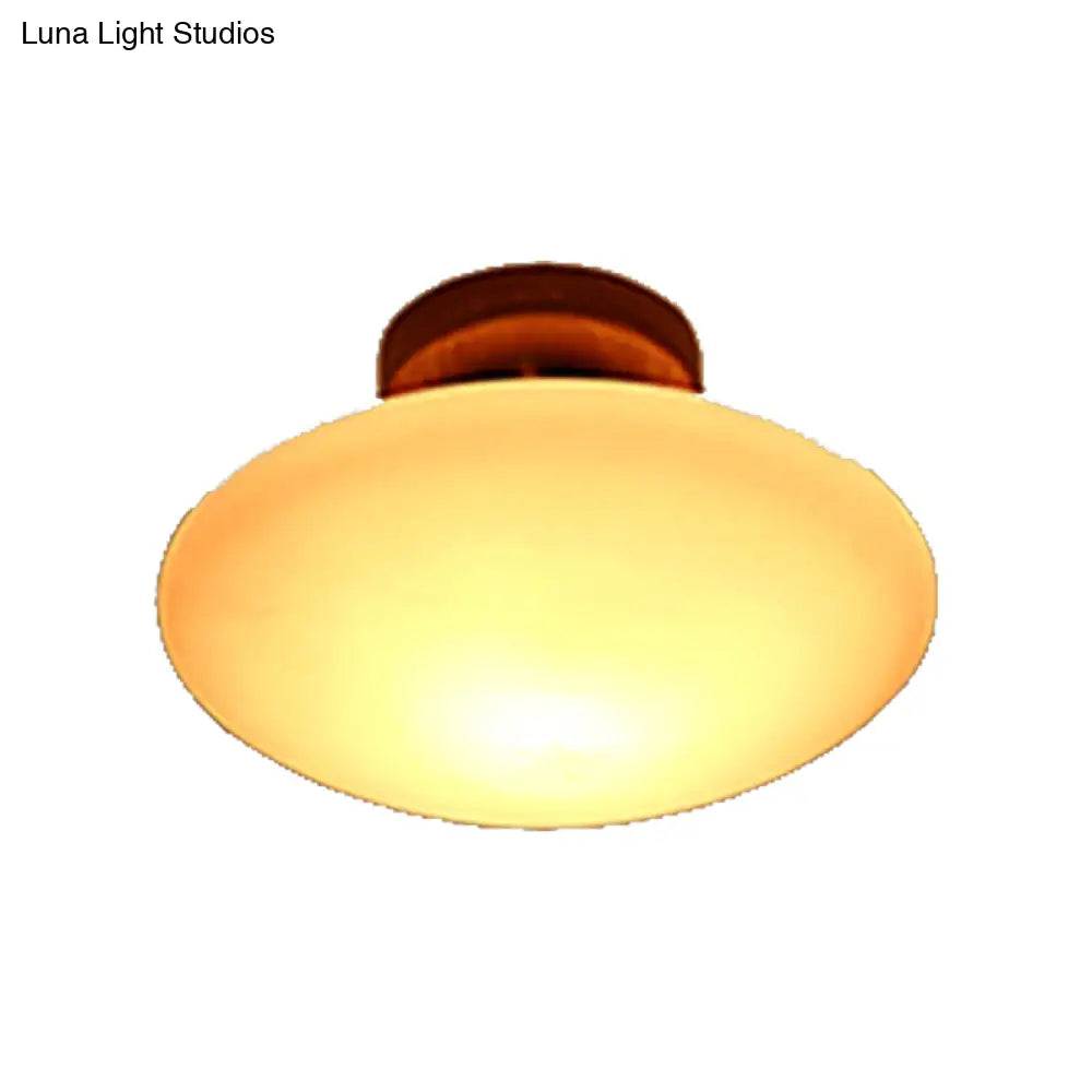 Frosted Glass Semi-Circle/Square Flush Ceiling Light - Modern 1-Light Mount For Corridor