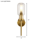 Frosted Glass Wall Sconce With Gold Flush Mount For Stairway - Traditionally Designed Cylinder Light