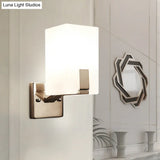 Frosted Glass Wall Sconce With Modern Nickel Mount 1 Light
