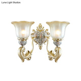 Frosted Opal Glass Gold Sconce - Traditional Wall Mounted Light For Living Room