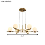 Frosted White Glass Ball Chandelier - Modern 6-Head Brass Pendant Light