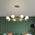 Frosted White Glass Ball Chandelier - Modern 6-Head Brass Pendant Light