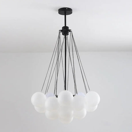 Frosted White Glass Bubbles Chandelier For Stylish Nordic Living Room 19 / Black