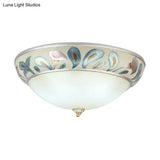 Frosted White Glass Ceiling Lamp - Rustic Traditional 3/4 Lights Flush Fixture For Living Room