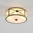 Frosted White Glass Flush Mount Ceiling Light For Bedroom - Traditional Drum Style / 14’