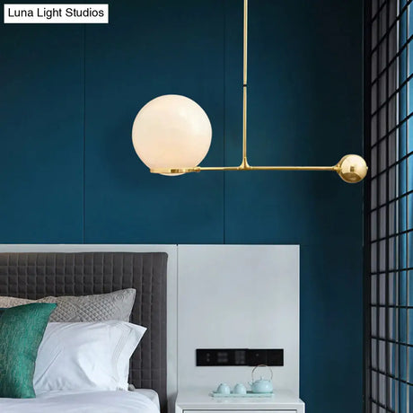 Frosted White Glass Globe Hotel Ceiling Suspension Lamp: Elegant 1-Head Postmodern Drop Pendant