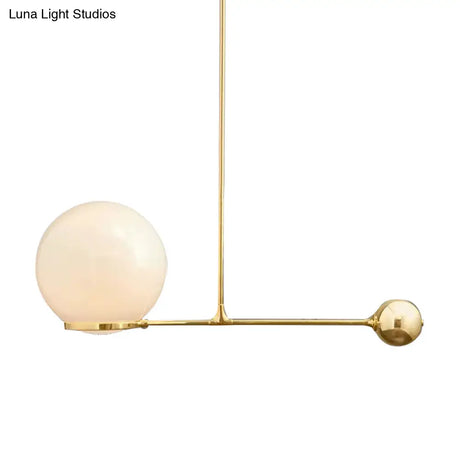 Frosted White Glass Globe Hotel Ceiling Suspension Lamp: Elegant 1-Head Postmodern Drop Pendant