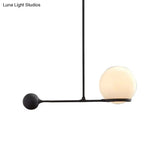 Frosted White Glass Globe Hotel Ceiling Suspension Lamp: Elegant 1-Head Postmodern Drop Pendant