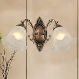 Frosted White Glass Ruffle Sconce Light - Traditional Corner Wall Mount In Bronze/Copper 2 / Copper