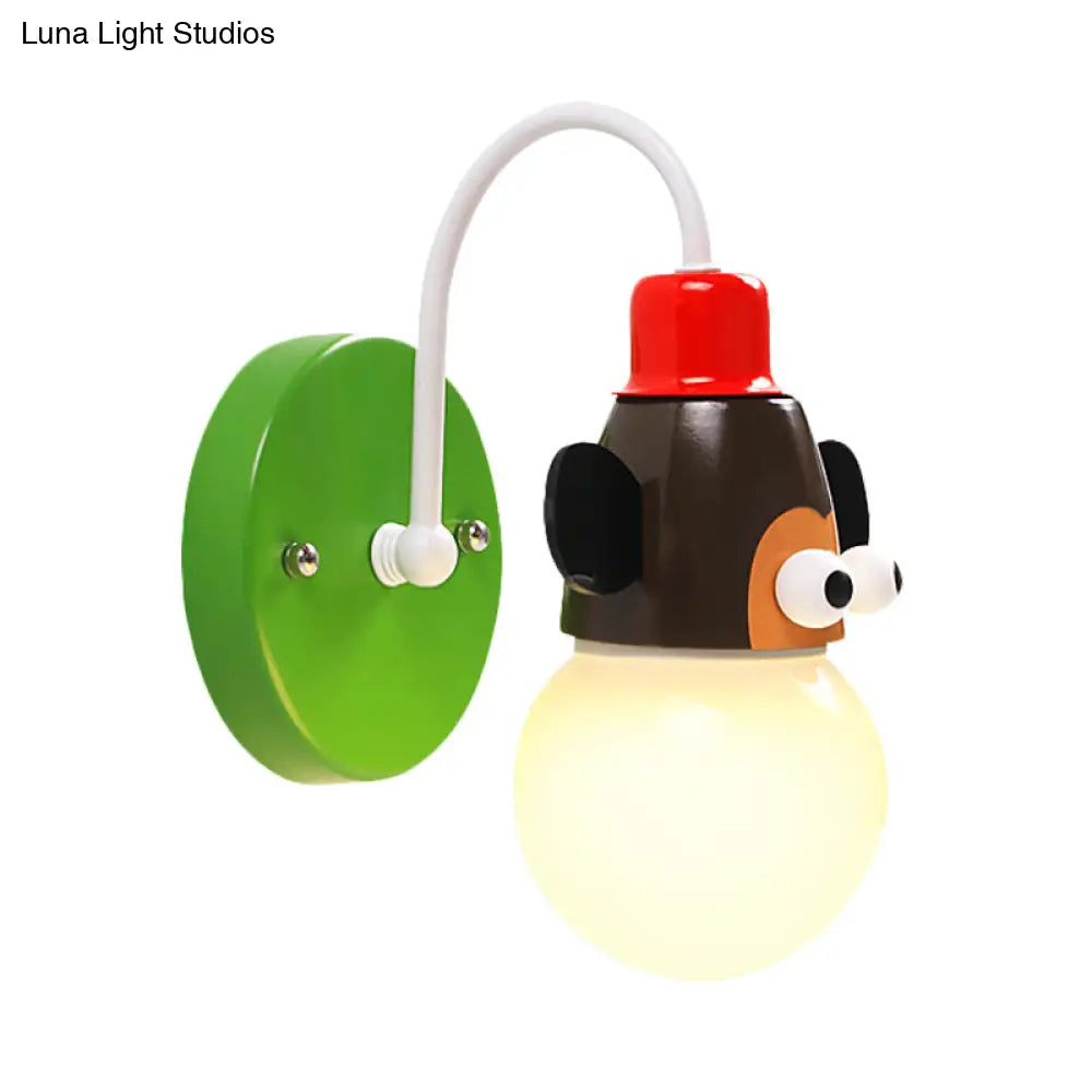 Fun Monkey Wall Sconce- 1 Light Metal Multi-Colored- Child Bedroom & Hallway