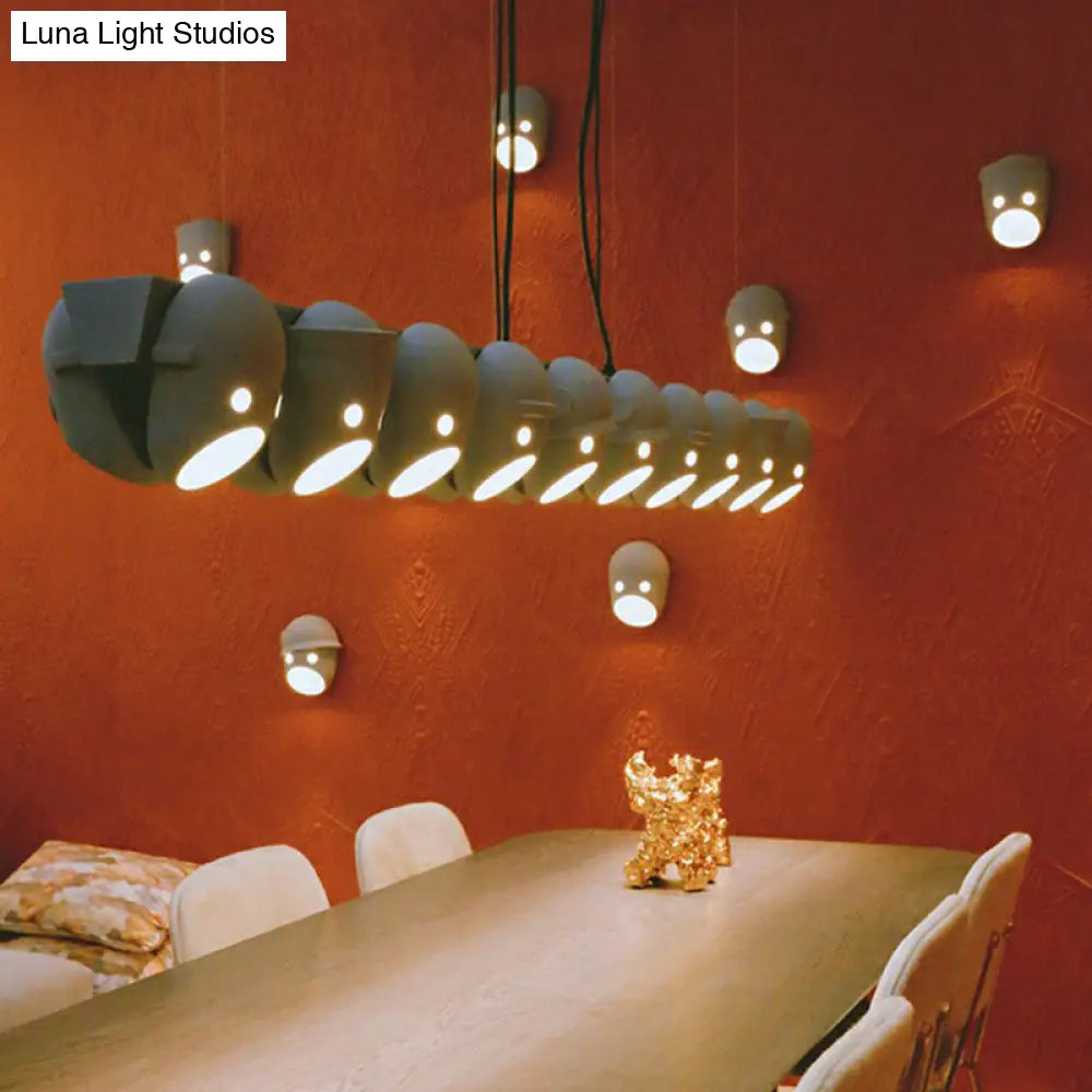 Funny Face Wall Sconce Led Light For Bedroom In Grey Resin