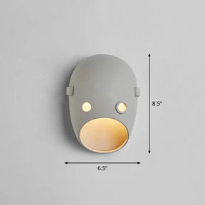 Funny Face Wall Sconce Led Light For Bedroom In Grey Resin / Circle