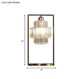 Gabriella - Simplistic 1-Head Brass Finish Night Lamp With Rectangle Frame Clear