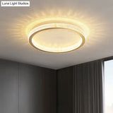 Geometric Acrylic Ceiling Light: Minimalist Gold Led Flush Mount - Living Room