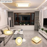 Geometric Acrylic Ceiling Light: Minimalist Gold Led Flush Mount - Living Room