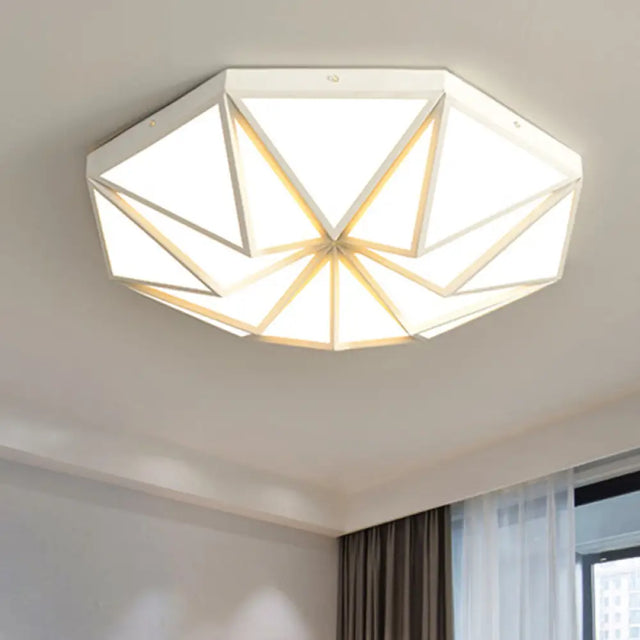 Geometric Acrylic Led Flush Light For Great Room Ceiling - Black/White/Gold White