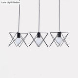 Geometric Cage Iron Suspension Light Antique Black - Set Of 3 Bulbs Multi Ceiling Lamp For Living