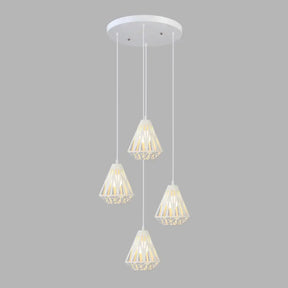 Geometric Cage Staircase Multi Ceiling Light - Metallic Suspension Fixture 4 / White B