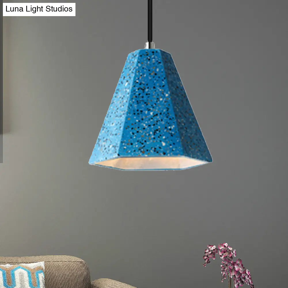 Geometric Cement Pendant Light - 1 Simplicity Hanging (Black/White/Yellow)