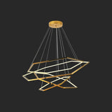 Geometric Chandelier: Ultra-Modern Metallic Lighting Fixture For Living Room Gold / 8+16+23.5+31.5