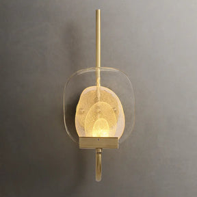 Geometric Clear Glass Wall Light In Gold - Colonialist 1-Head Bedroom Sconce