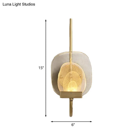 Geometric Clear Glass Wall Light In Gold - Colonialist 1-Head Bedroom Sconce