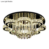 Geometric Crystal Flush Mount Light: Artistic Led Semi Ceiling Fixture With Stainless-Steel Accents