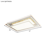 Geometric Crystal Led Ceiling Light For Living Room: Minimal Rectangle Flush Mount With Leaf