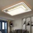 Geometric Crystal Led Ceiling Light For Living Room: Minimal Rectangle Flush Mount With Leaf