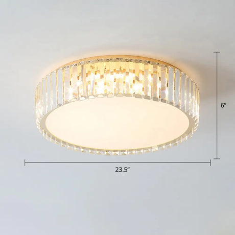 Geometric Crystal Led Flushmount Ceiling Light With Simple Champagne Style / 23.5’ Round