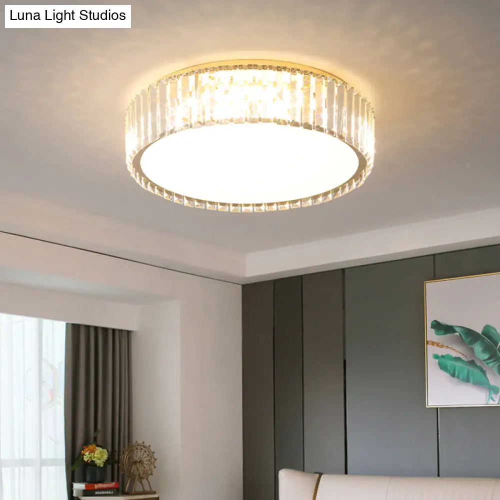 Geometric Crystal Led Flushmount Ceiling Light With Simple Champagne Style