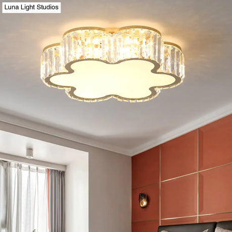 Geometric Crystal Led Flushmount Ceiling Light With Simple Champagne Style