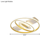 Geometric Flush Mount Led Ceiling Light In Minimal Metal Gold - 16.5’/20.5’ W