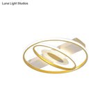 Geometric Flush Mount Led Ceiling Light In Minimal Metal Gold - 16.5’/20.5’ W