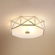 Geometric Flushmount Light With Gold Finish & Minimalistic White Glass Design 3 /