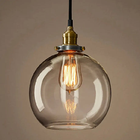 Geometric Industrial Pendant Lamp With Glass Suspension For Dining Room Lighting Clear / Round
