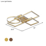 Geometric Led Ceiling Lamp In Golden/Coffee - Warm/White Light 20.5’/34’ L