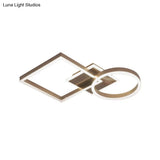 Geometric Led Ceiling Lamp In Golden/Coffee - Warm/White Light 20.5’/34’ L
